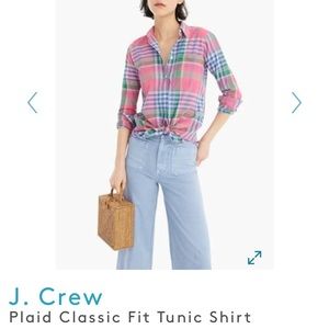 NWT J. Crew Plaid Button Up Tunic Shirt Size 8